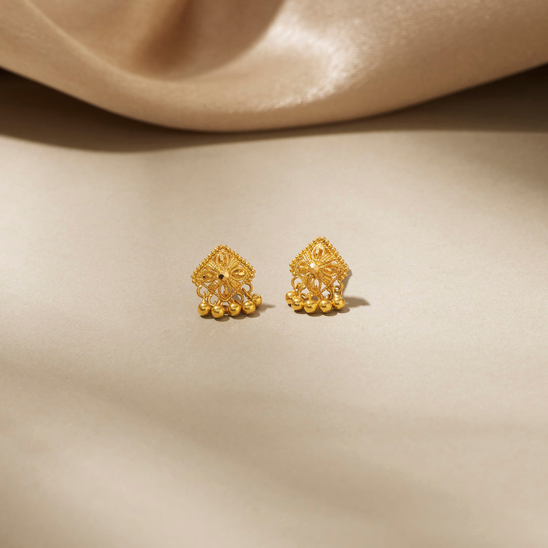 Kanak Charm Studs Gold Earrings for Women