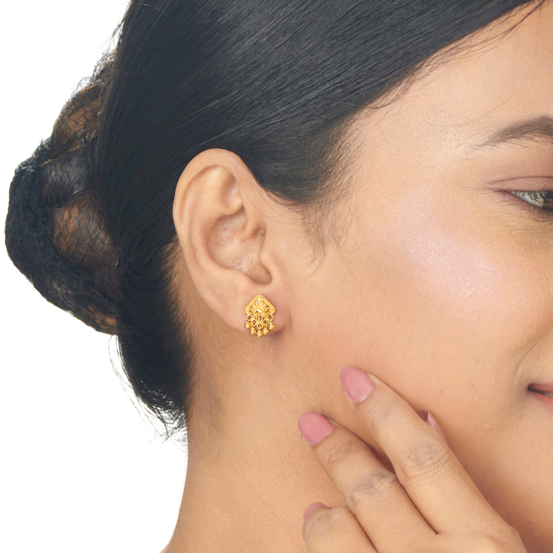 Kanak Charm Studs Gold Earrings for Women