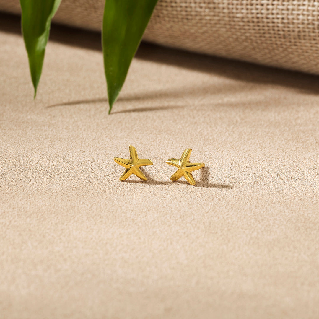 Starfish Glow Studs Gold Earrings for Women