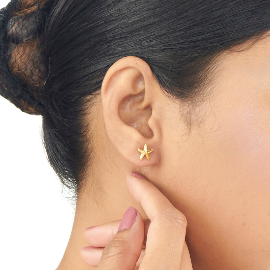 Starfish Glow Studs Gold Earrings for Women