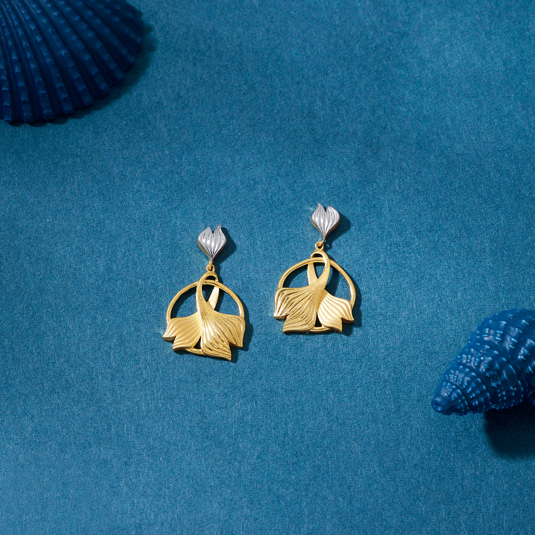 Lotus Loop Drops & Danglers Gold Earrings for Women
