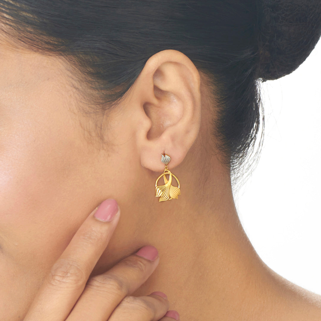 Lotus Loop Drops & Danglers Gold Earrings for Women
