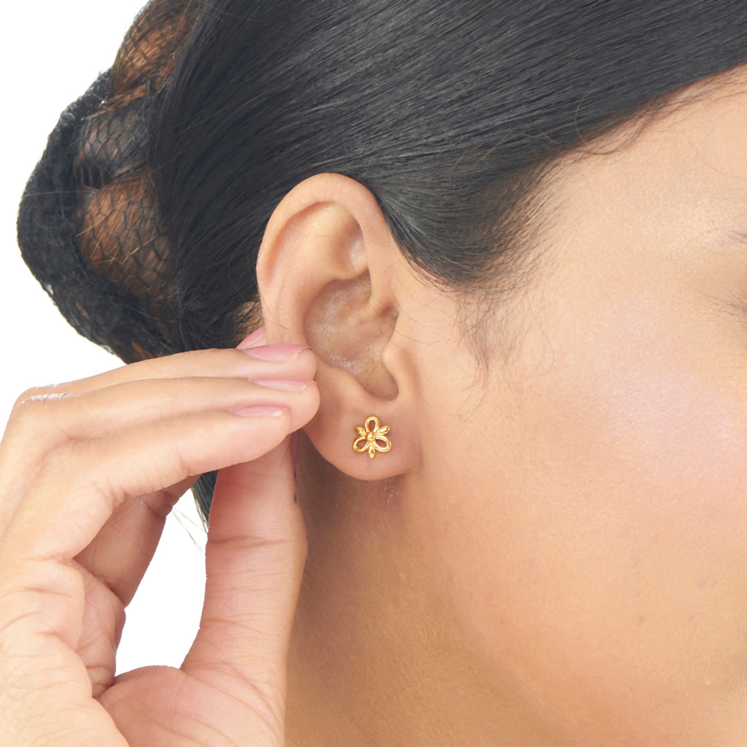 Bright Loops Studs Gold Earrings for Women