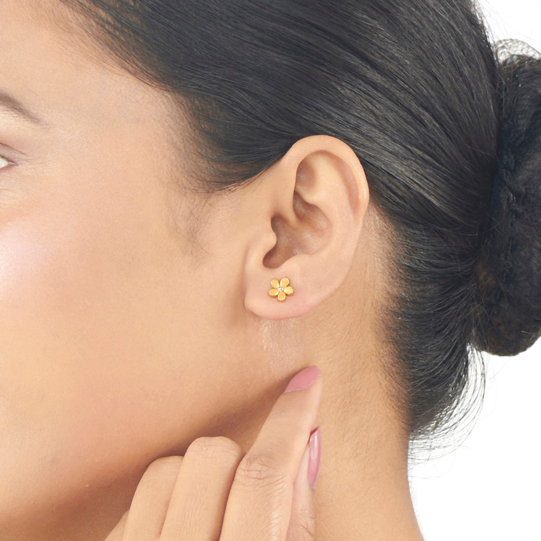 Bright Bloom Studs Gold Earrings for Women