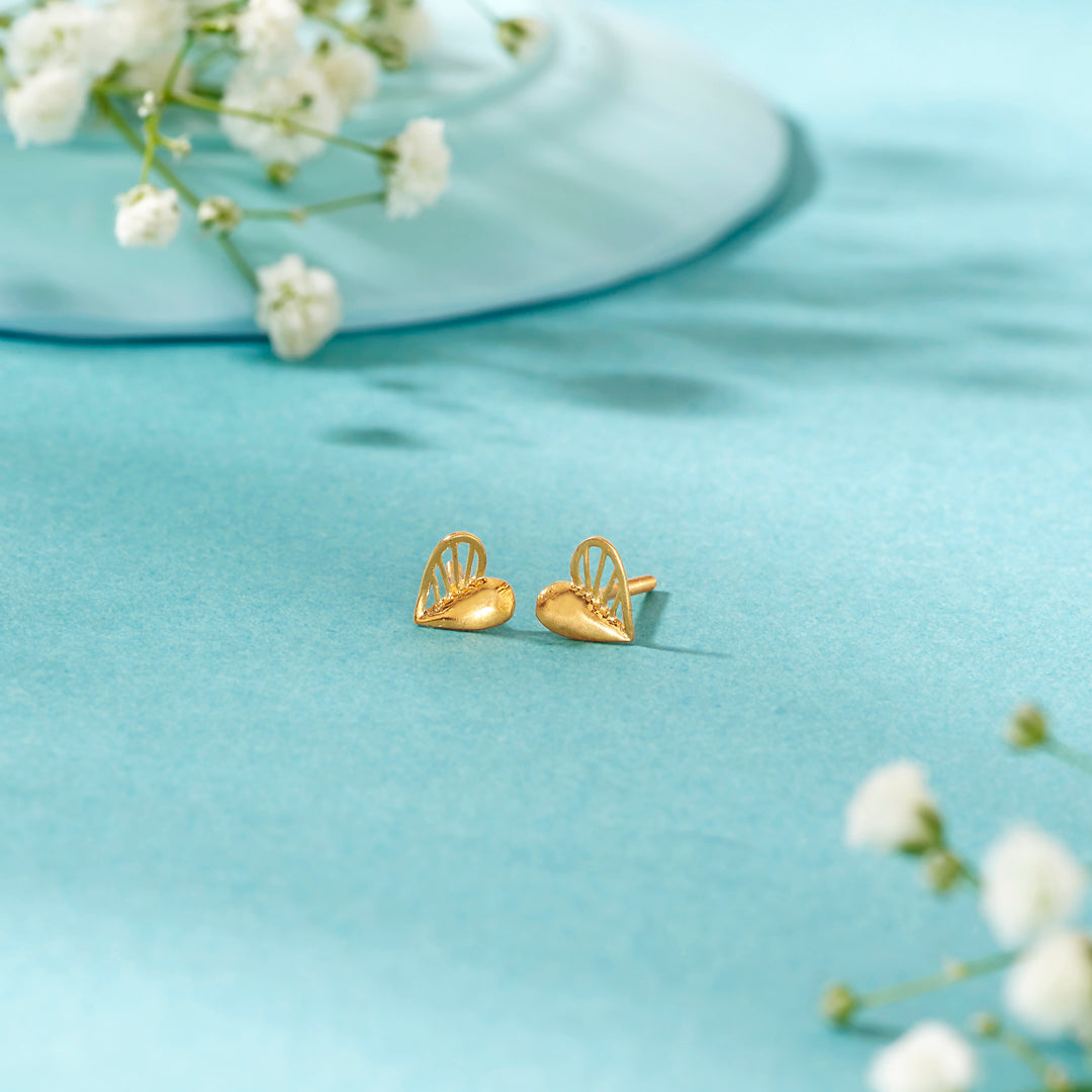 Heart Gleam Studs Gold Earrings for Women