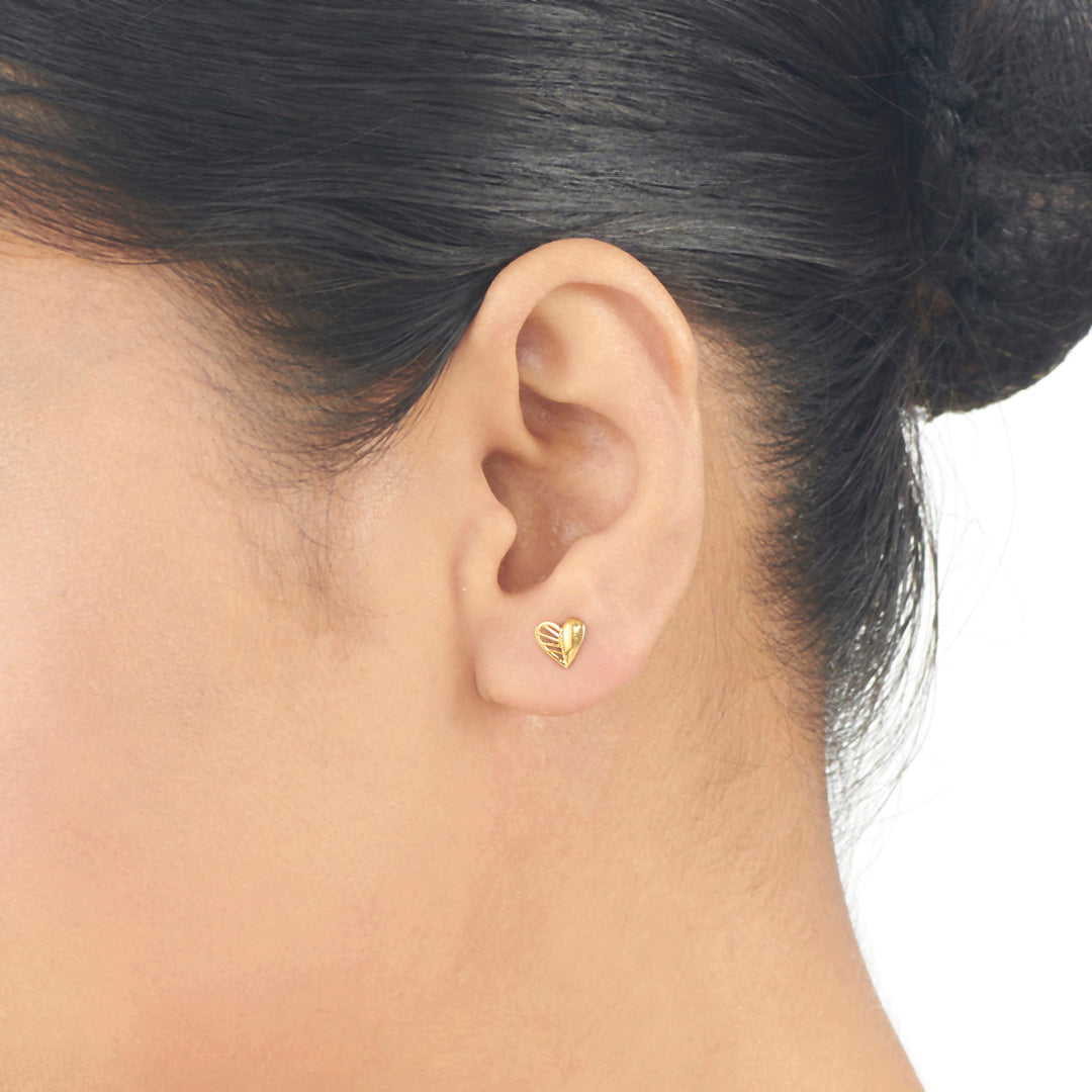 Heart Gleam Studs Gold Earrings for Women