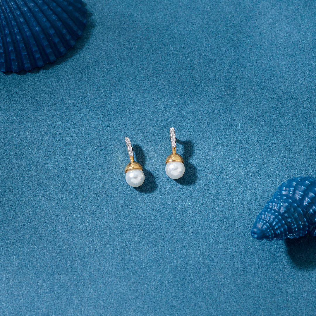 Pearl Gleam Studs Gold Earrings for Women