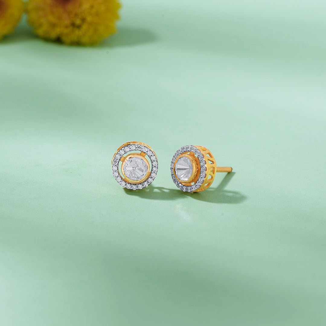 Studded Orbit Studs Gold Earrings for Women