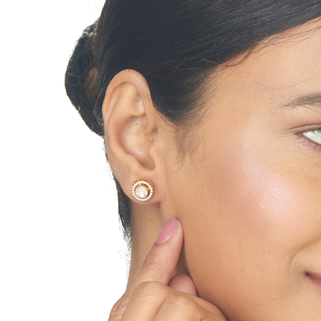 Studded Orbit Studs Gold Earrings for Women