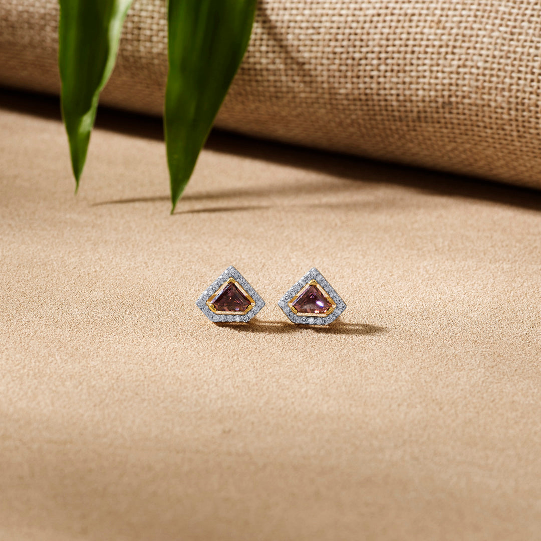Zenith Geometry Studs Gold Earrings for Women