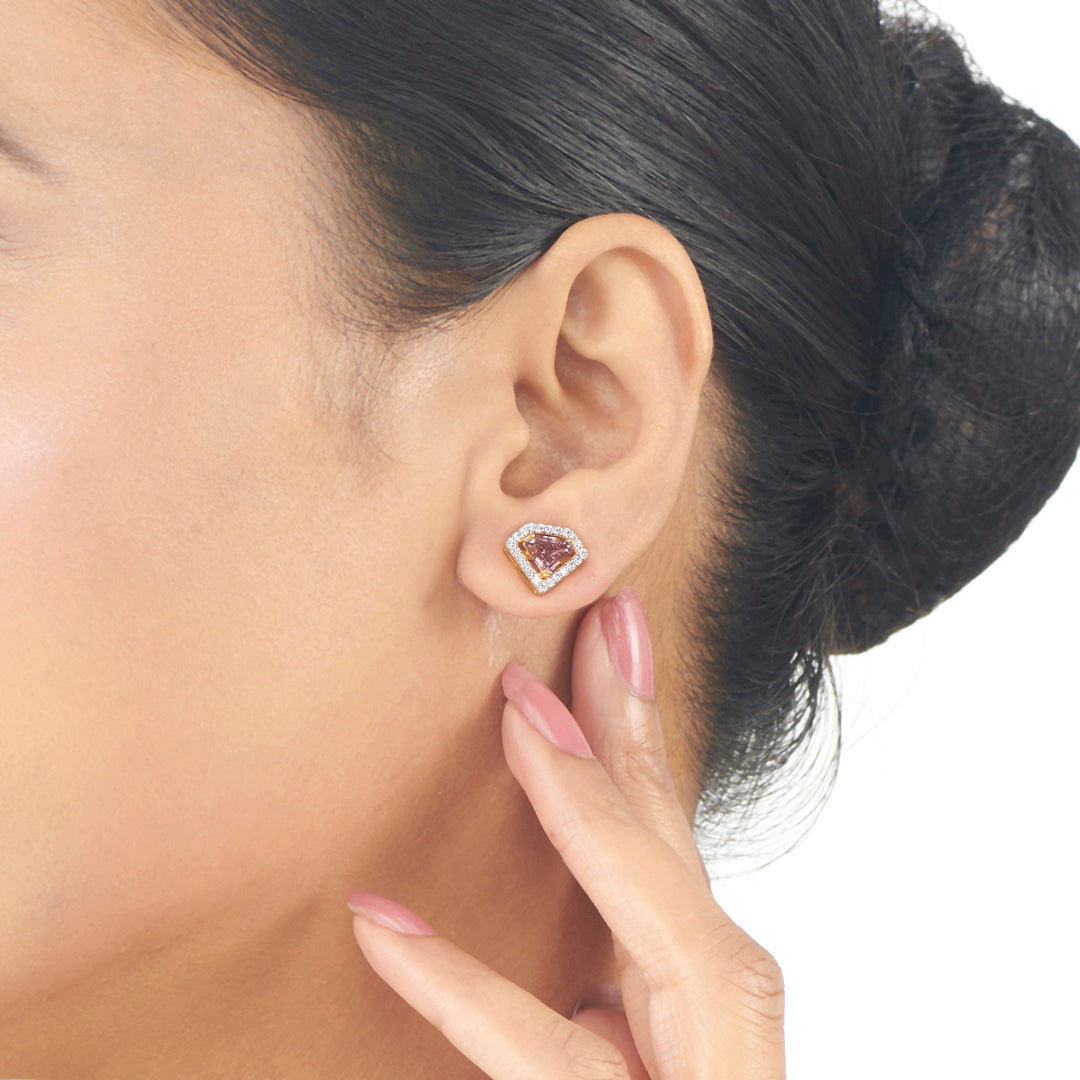 Zenith Geometry Studs Gold Earrings for Women