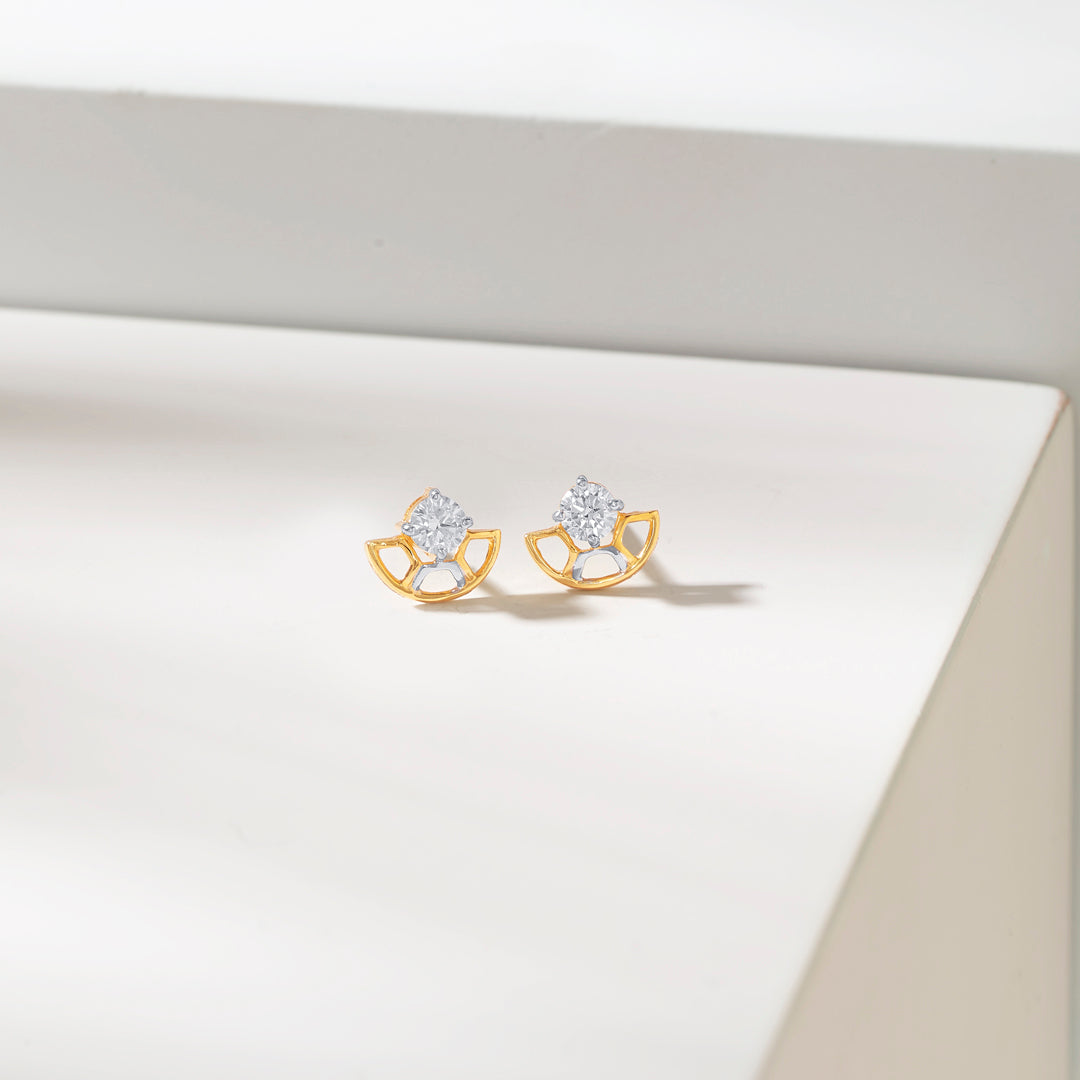 Golden Semicircle Studs Gold Earrings for Women