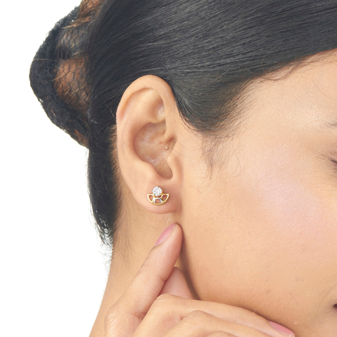 Golden Semicircle Studs Gold Earrings for Women