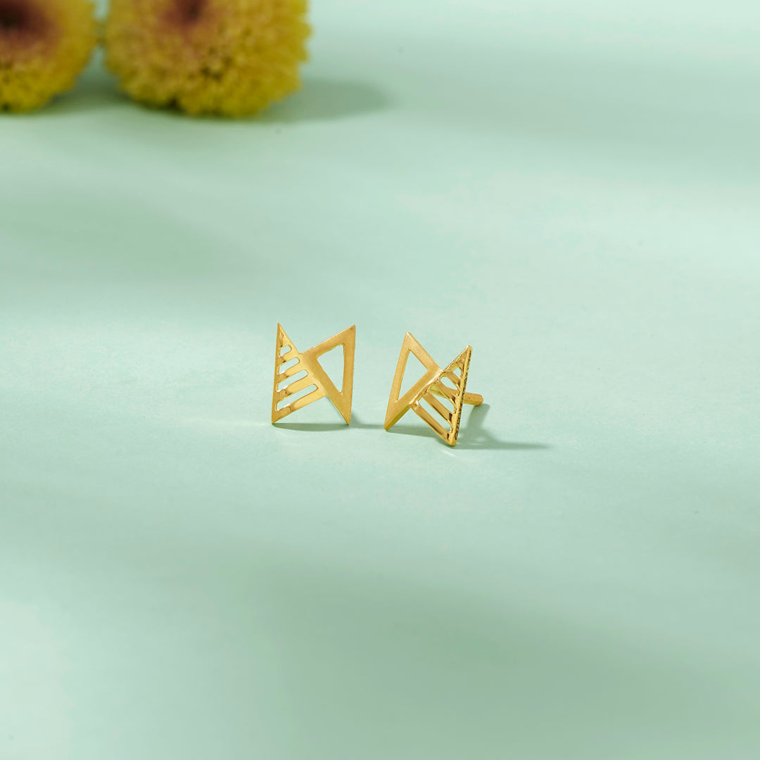 Urban Geometry Studs Gold Earrings for Women