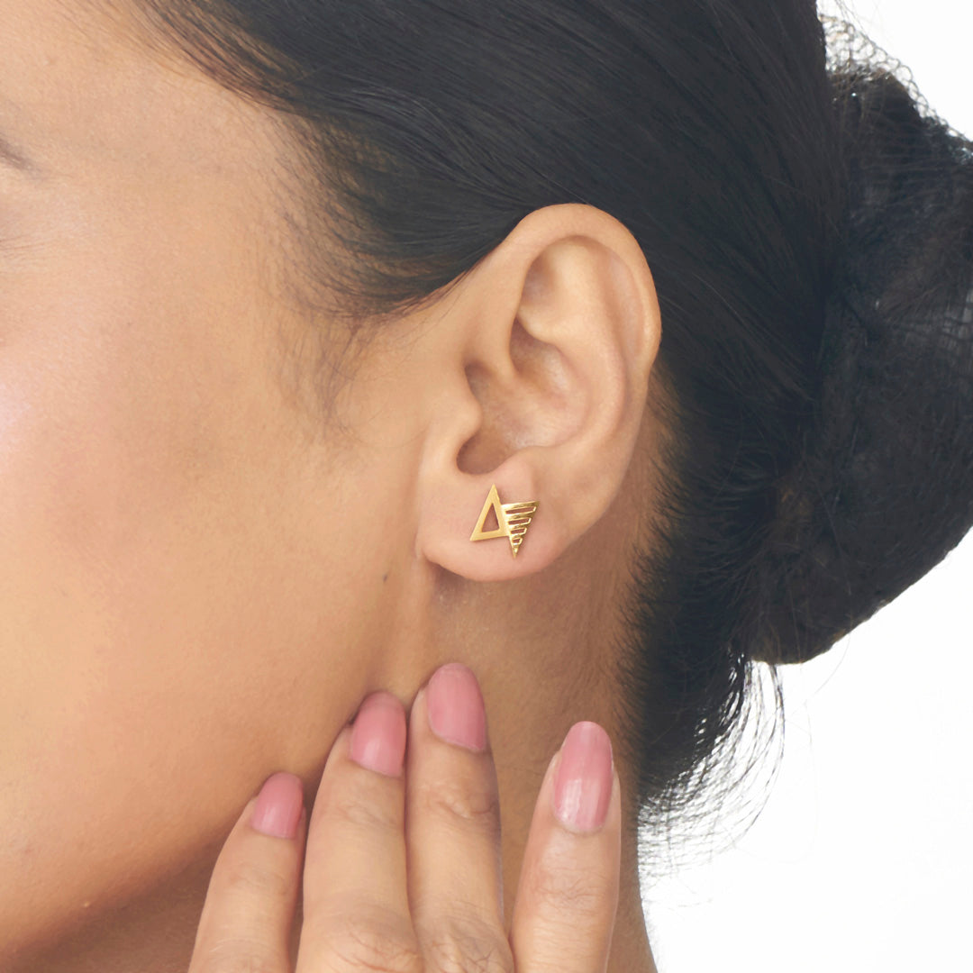 Urban Geometry Studs Gold Earrings for Women