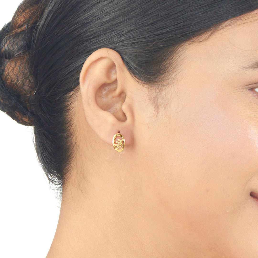 Oval Vines Studs Gold Earrings for Women