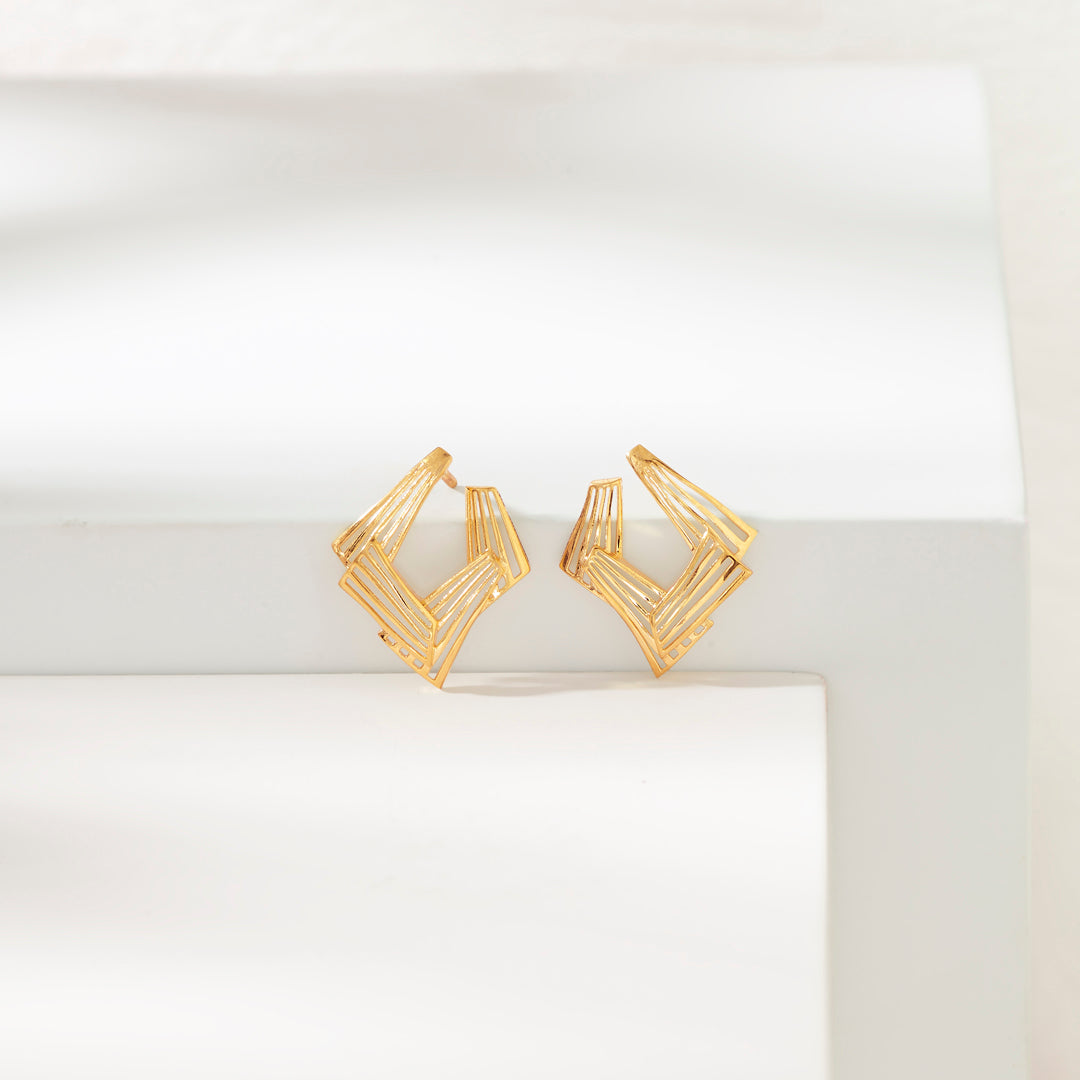 Abstract Geometry Studs Gold Earrings for Women