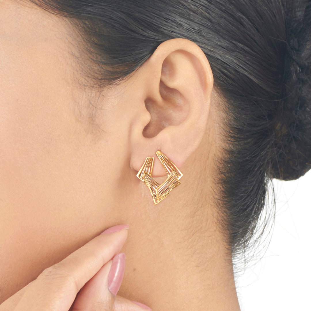 Abstract Geometry Studs Gold Earrings for Women