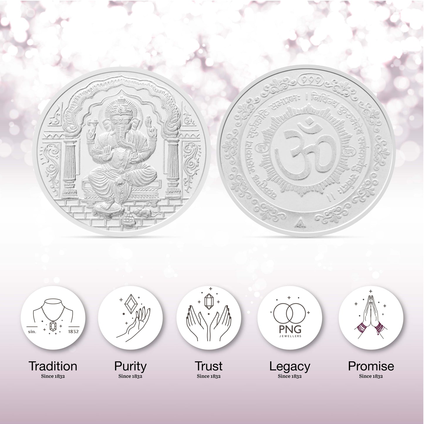 10 gms ganesha om silver coin