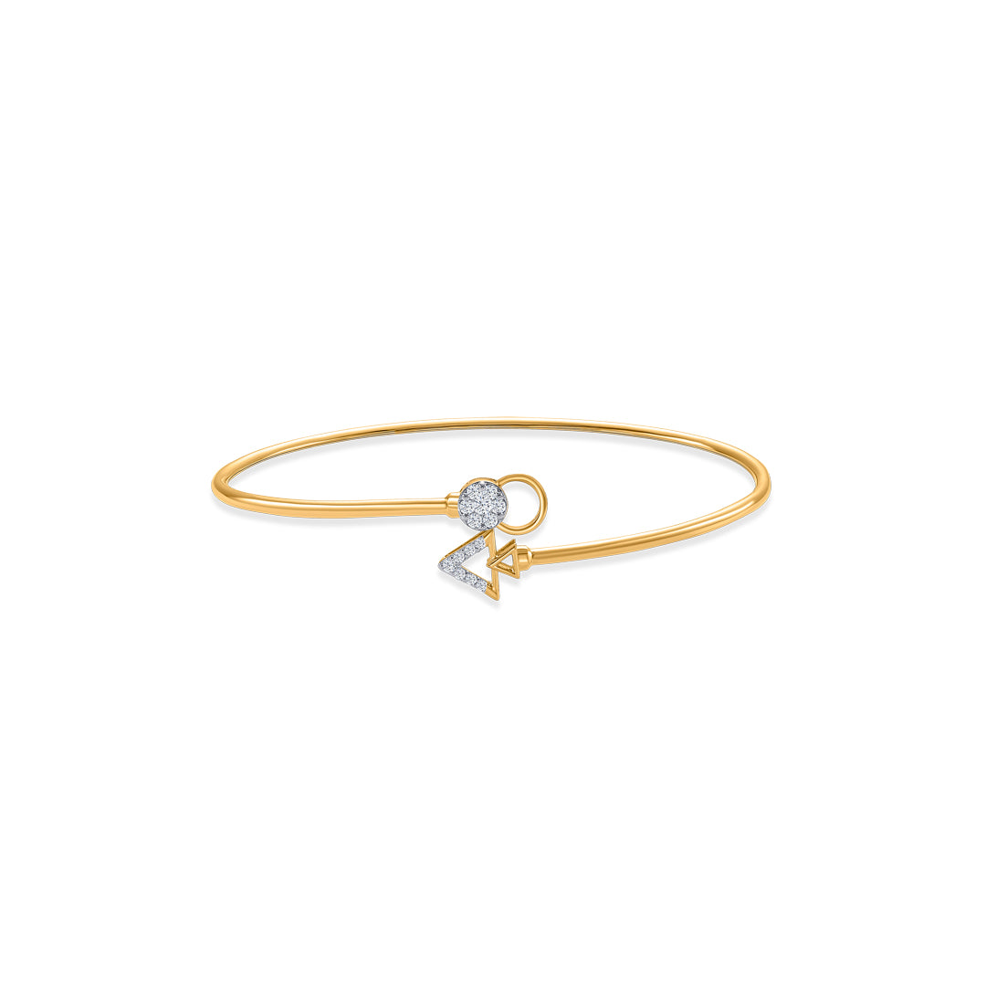 Geometric Glow Gold & Diamond Oval Bracelet For Women