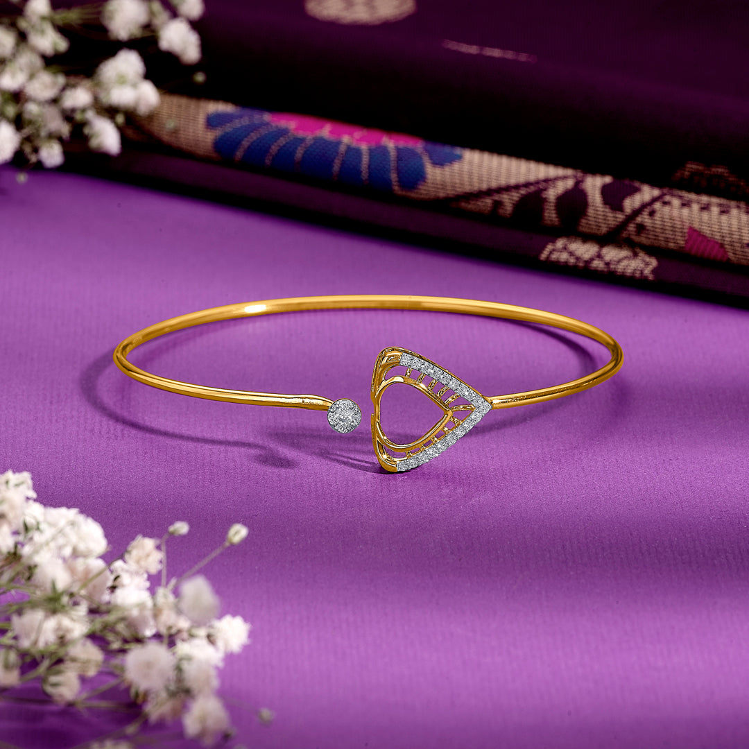 Charm Gold & Diamond Oval Bracelet For Women