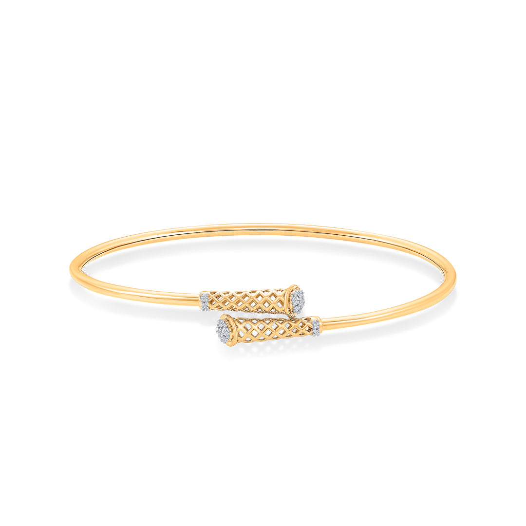 Luminous Arc Gold & Diamond Bangle for Women