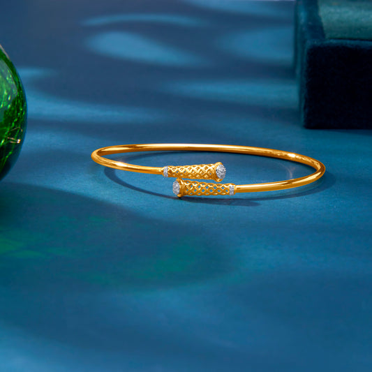 Luminous Arc Gold & Diamond Bangle for Women