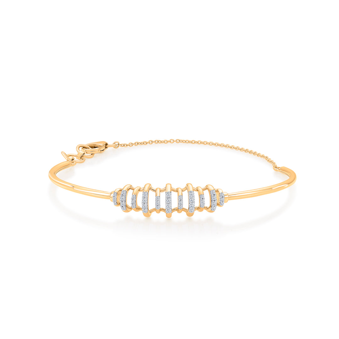 Serene Sparkle Gold & Diamond Bangle for Women