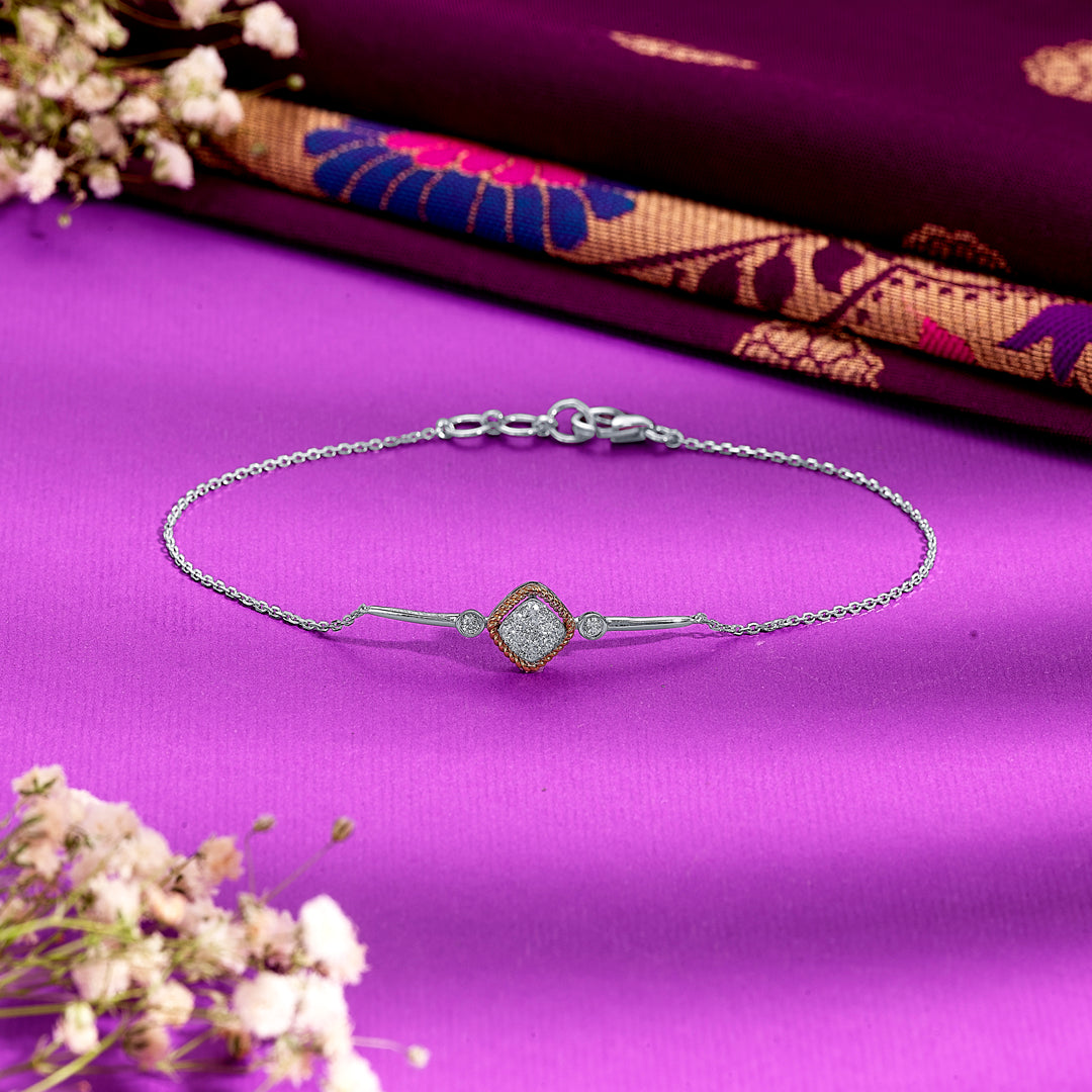 Globes Gold & Diamond Flexible Bracelet For Women