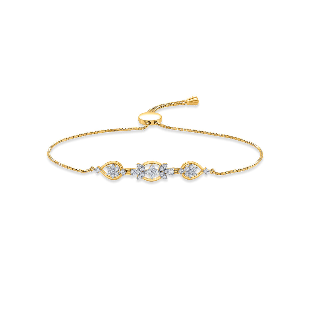 Radiant Gold & Diamond Flexible Bracelet For Women