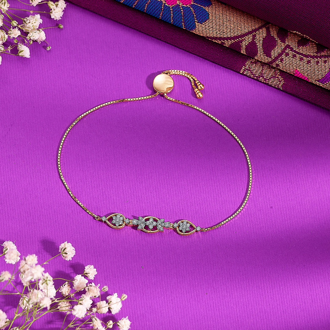 Radiant Gold & Diamond Flexible Bracelet For Women