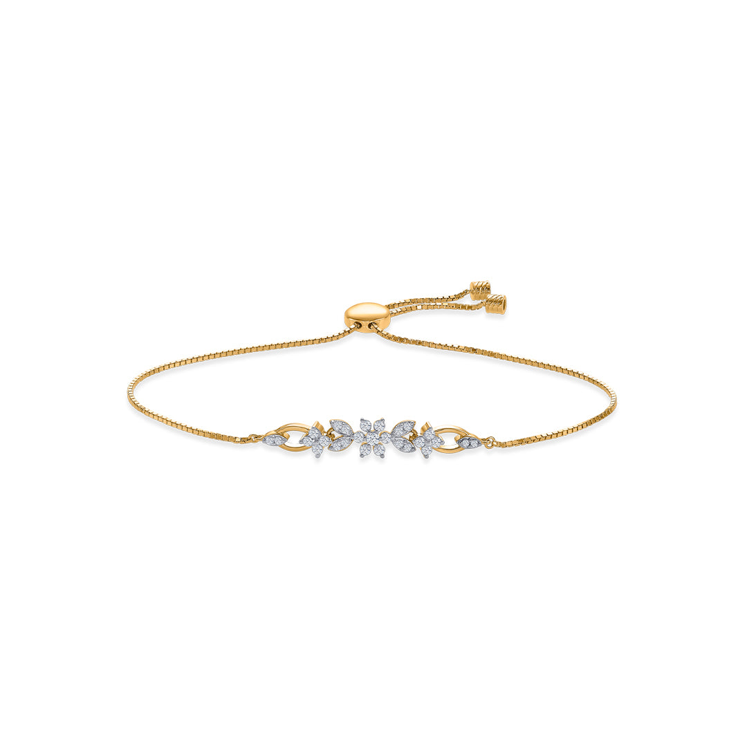 Opulent Gold & Diamond Flexible Bracelet For Women