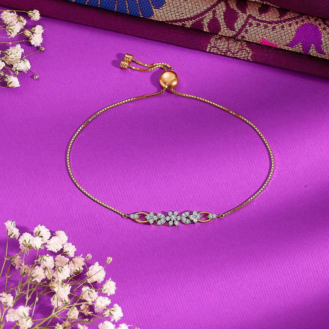 Opulent Gold & Diamond Flexible Bracelet For Women