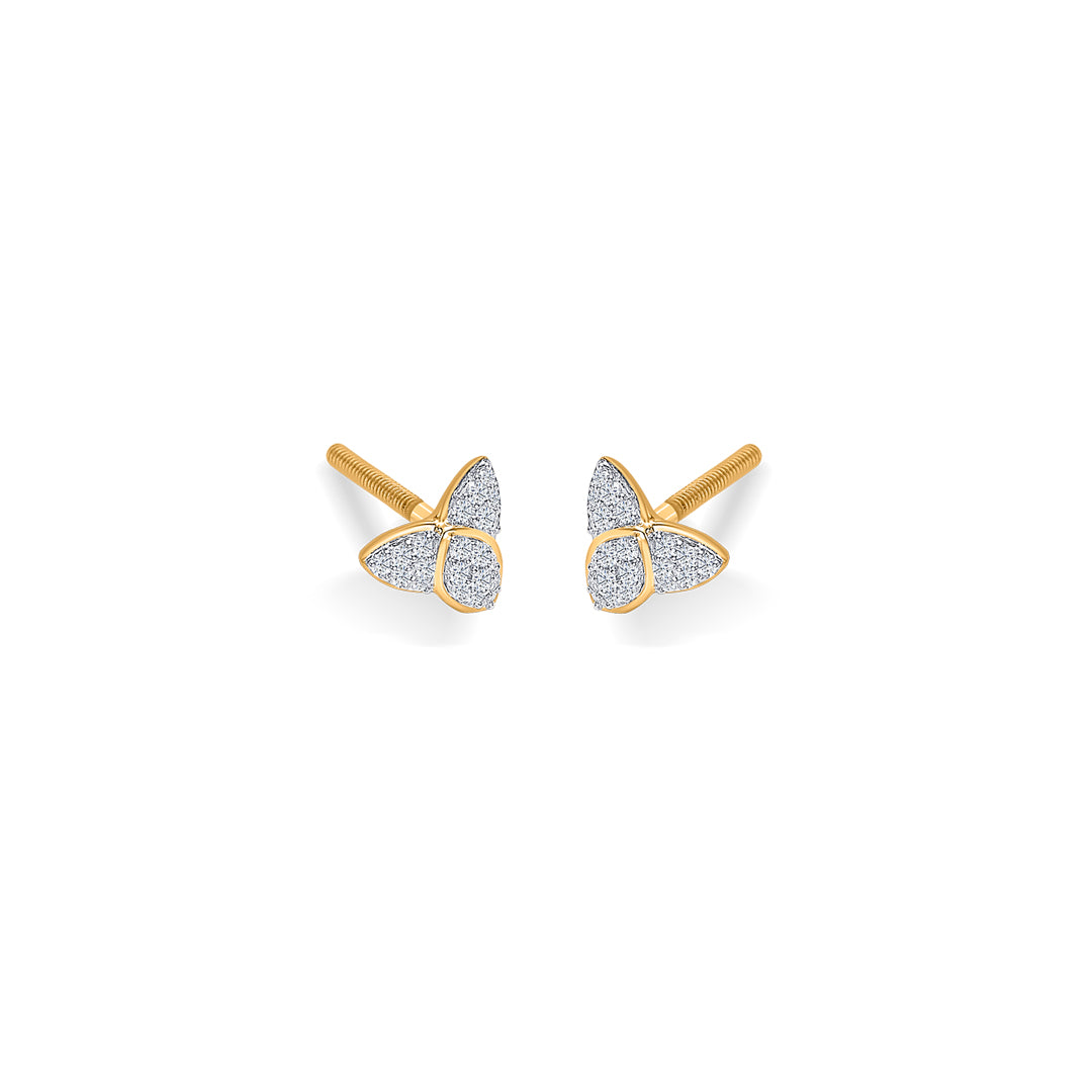 treleaf spark gold & diamond stud earring