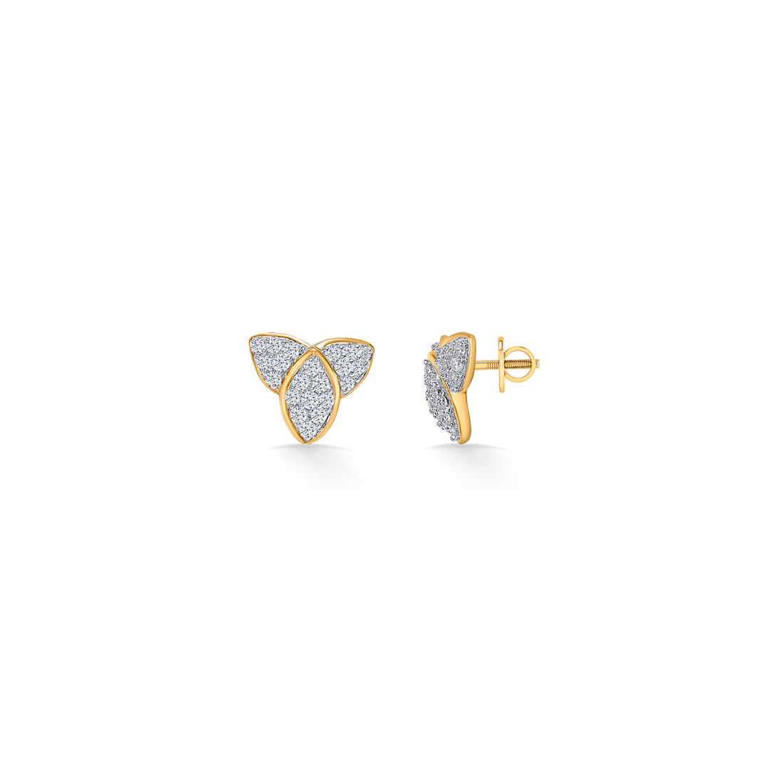 treleaf spark gold & diamond stud earring