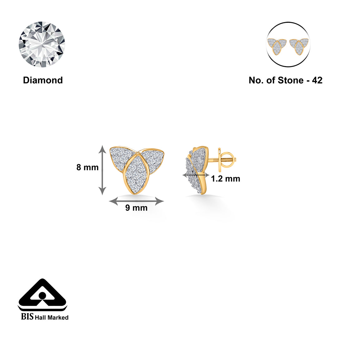 treleaf spark gold & diamond stud earring