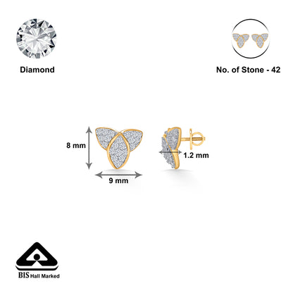 Treleaf Spark Gold & Diamond Stud Earring