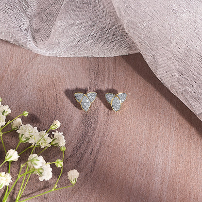 Treleaf Spark Gold & Diamond Stud Earring