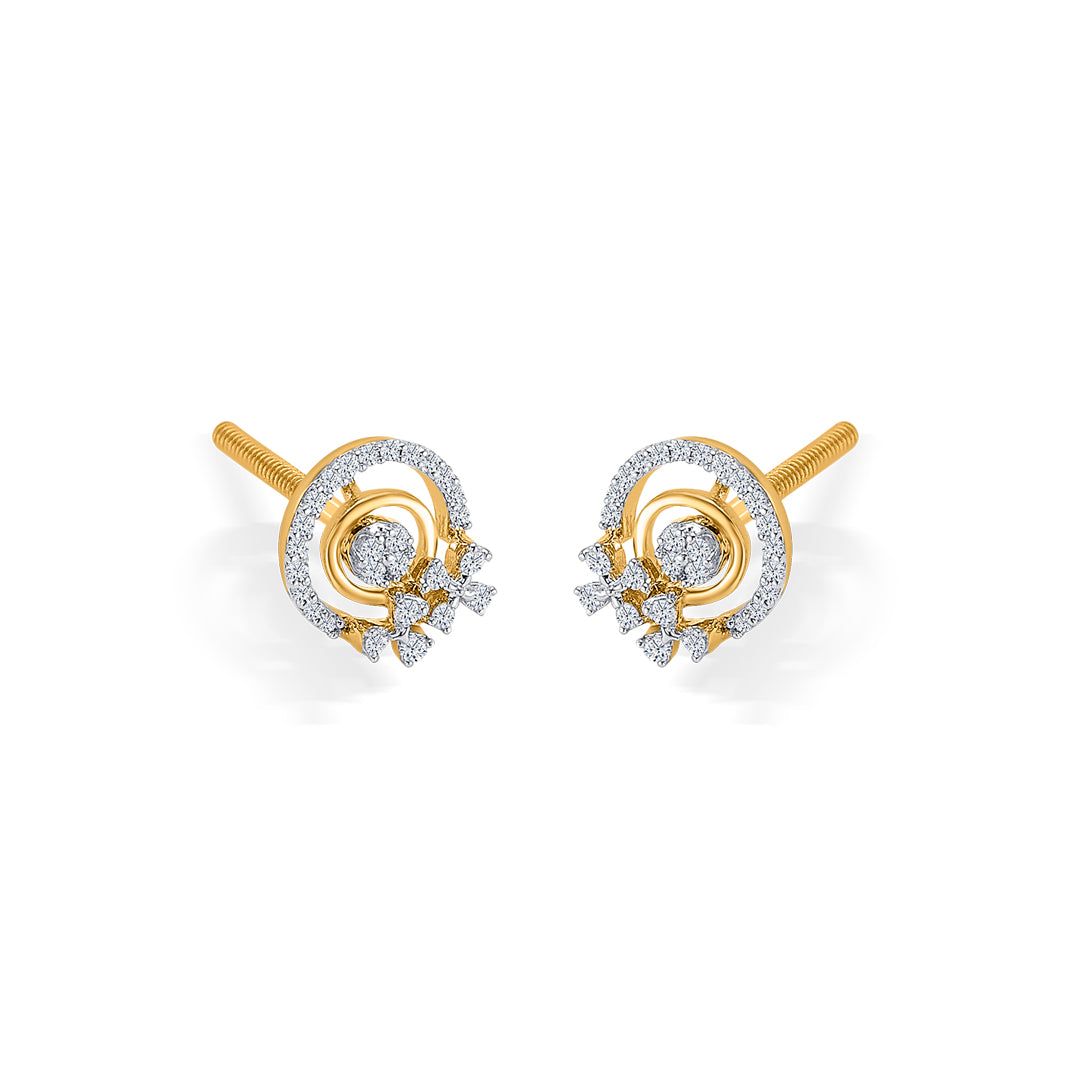 diva bow gold & diamond stud earring
