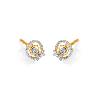 Diva Bow Gold & Diamond Stud Earring