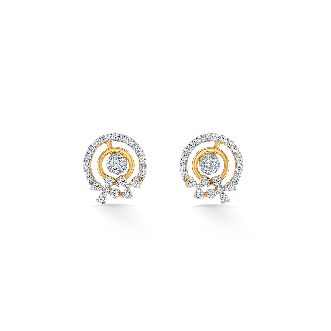 Diva Bow Gold & Diamond Stud Earring