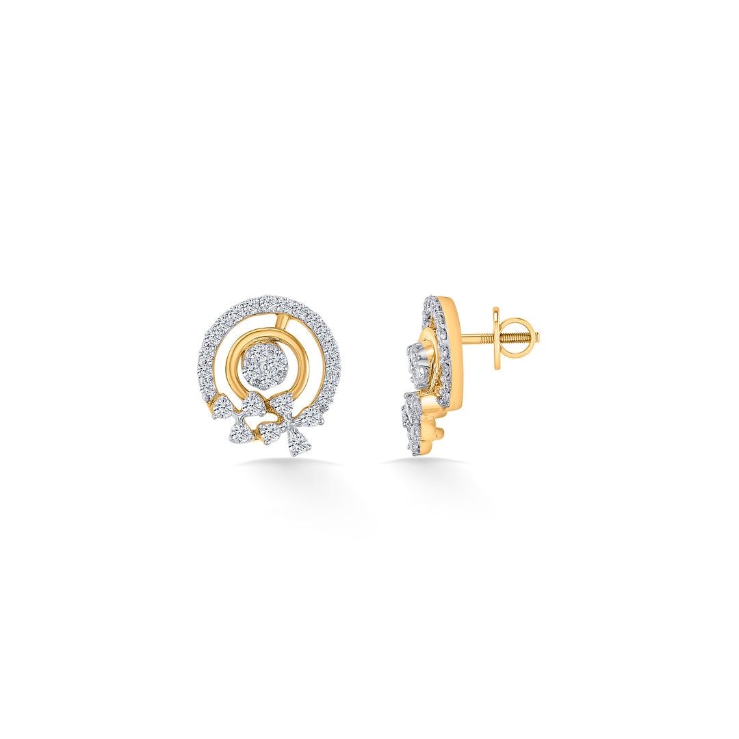 diva bow gold & diamond stud earring