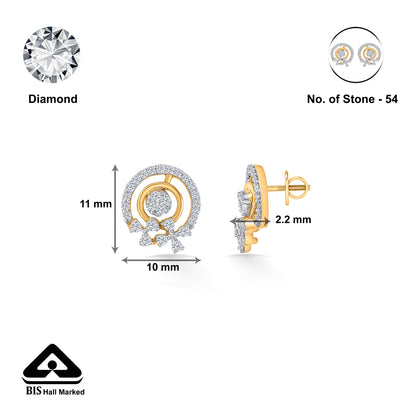 Diva Bow Gold & Diamond Stud Earring