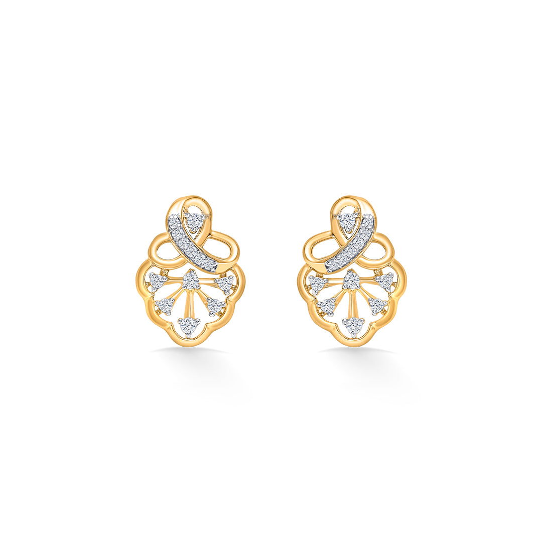 Floral Gold & Diamond Stud Earring For Women
