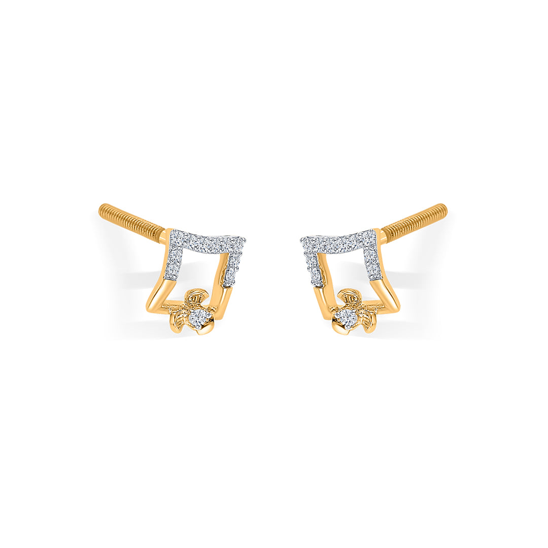 geometric glow gold & diamond stud earring for women