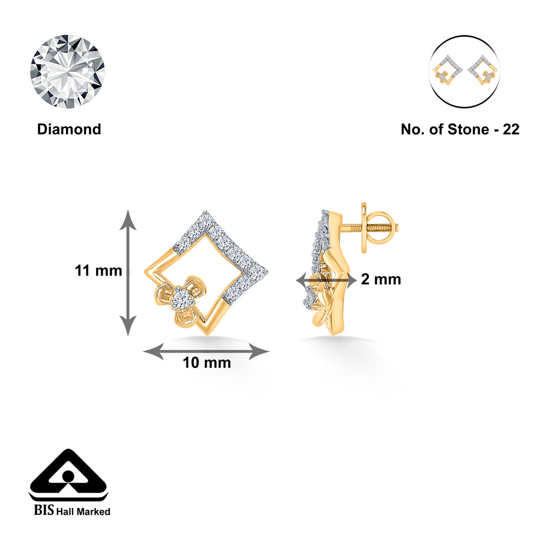 geometric glow gold & diamond stud earring for women