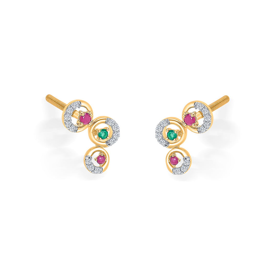 globes gold & diamond stud earring for women