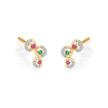 Globes Gold & Diamond Stud Earring For Women