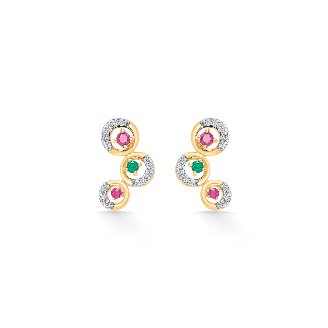 Globes Gold & Diamond Stud Earring For Women