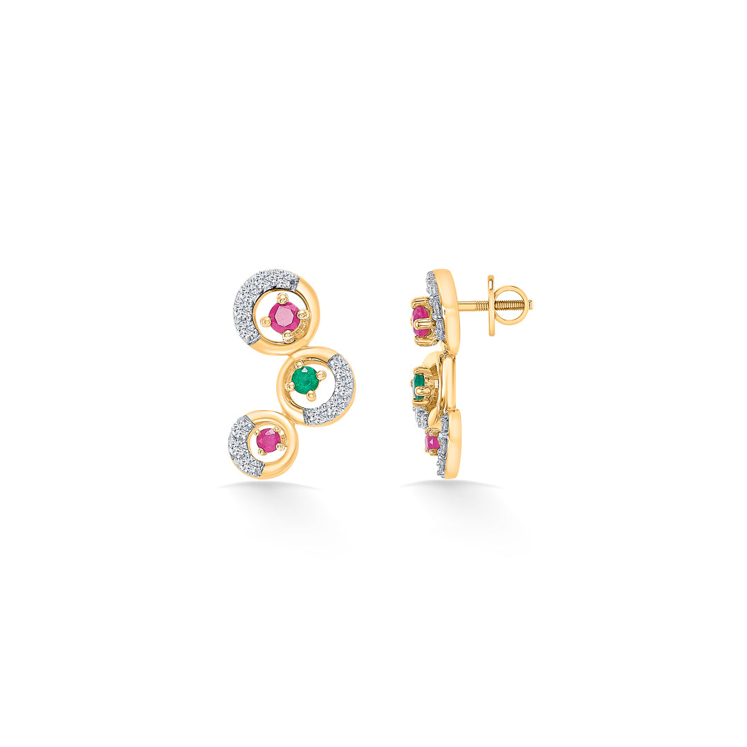 globes gold & diamond stud earring for women